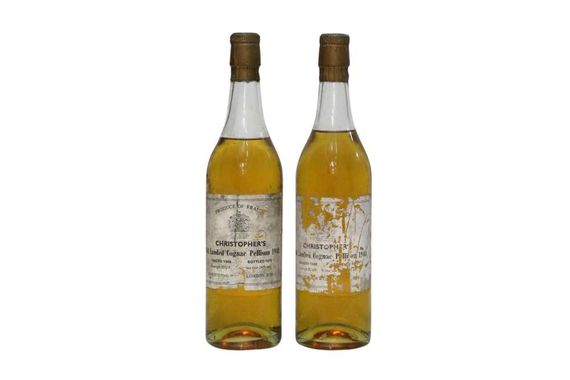 Pellison, Landed Cognac, 1948, Christophers of London bottling, two bottles