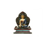 A NEPALESE PAINTED BRONZE FIGURE OF BUDDHA