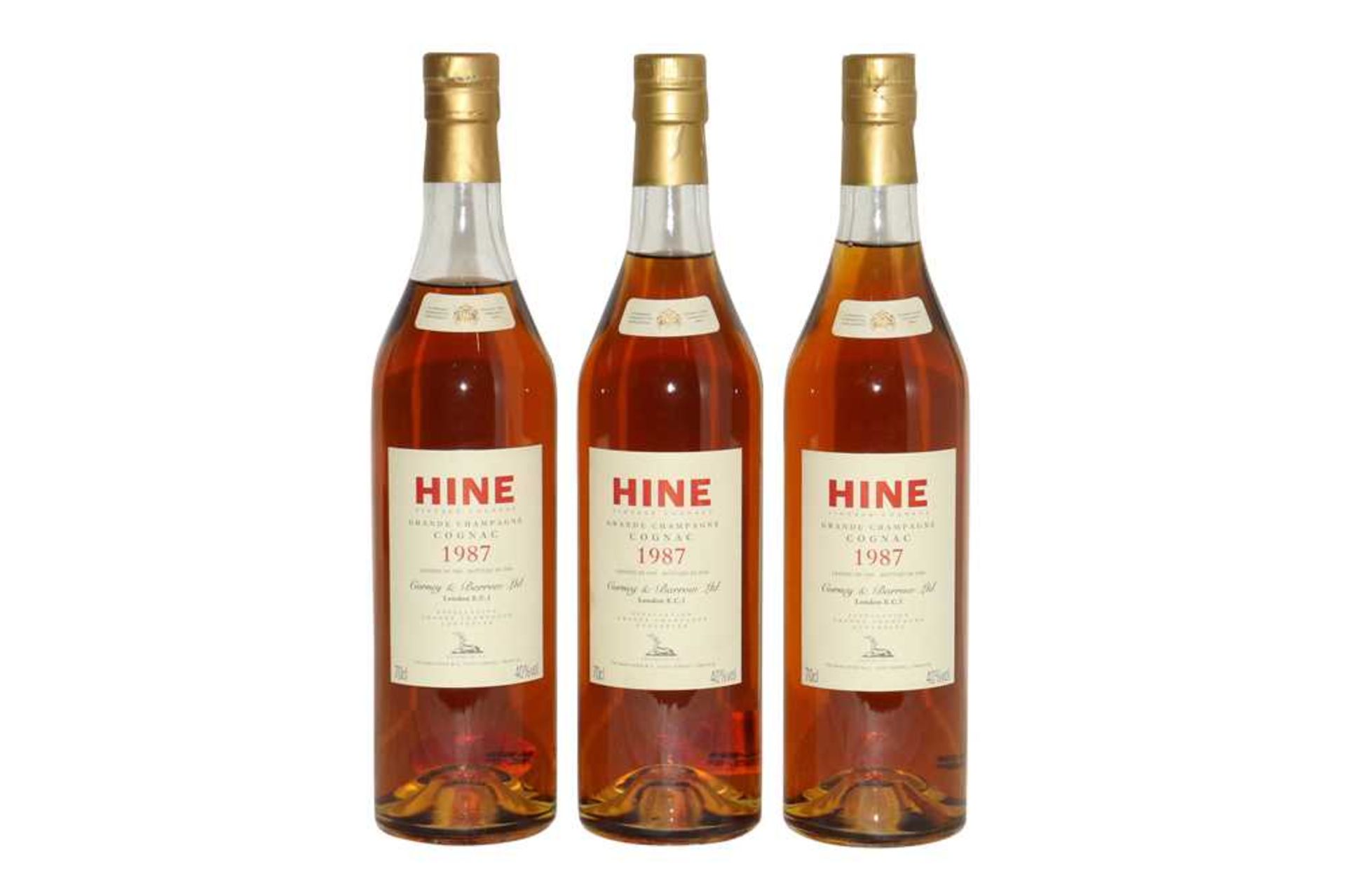 † Hine, Grande Champagne Cognac, 1987, three bottles