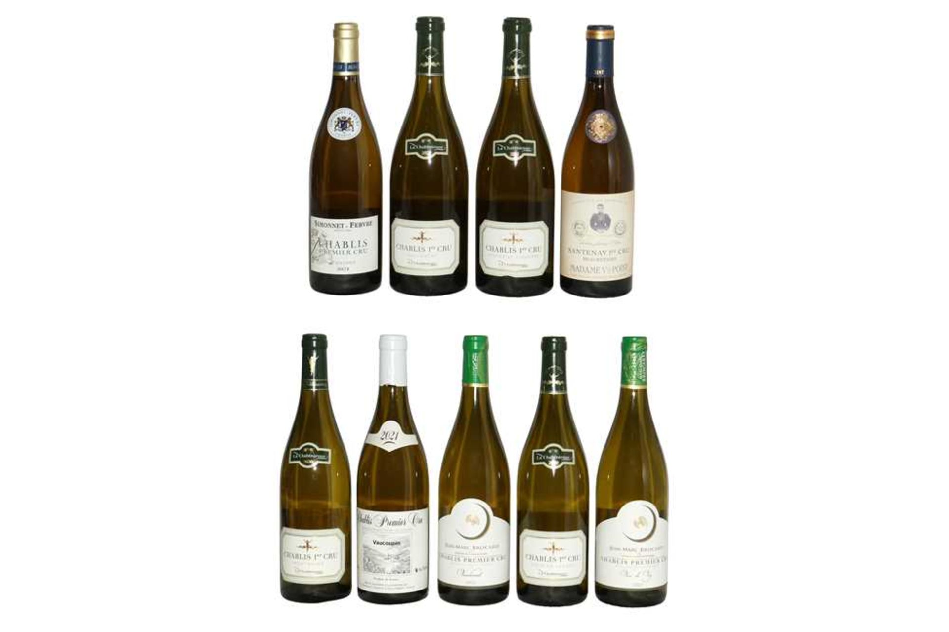 Assorted White Burgundy, Chablis and Santenay, nine bottles