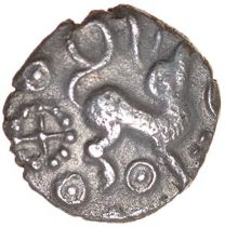 Puckeridge Bird Hare. Catuvellauni. c.50-30 BC. Celtic silver half unit. 10mm. 0.51g.