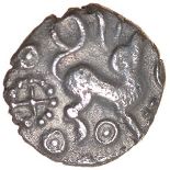 Puckeridge Bird Hare. Catuvellauni. c.50-30 BC. Celtic silver half unit. 10mm. 0.51g.