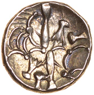 Yarmouth Quarter. Regini. c.55-45 BC. Celtic gold quarter stater. 12mm. 1.35g. - Image 2 of 2
