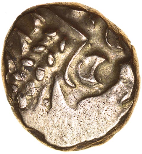 Curdridge. Downward Leaves. Belgae. c.55-40 BC. Celtic gold stater. 16-8mm. 6.06g.