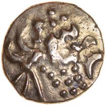Yarmouth Quarter. Regini. c.55-45 BC. Celtic gold quarter stater. 12mm. 1.35g.