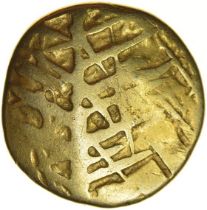 Crossed Lines with Lyre. Nervii. c.115-100 BC. Celtic gold stater. 19mm. 7.54g.