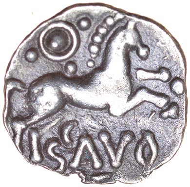 Scavo. FE Type. Iceni. c.AD 43-47. Celtic silver unit. 13mm. 1.00g. - Image 2 of 2