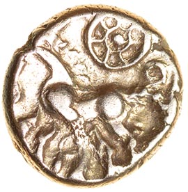 Tincomarus Tincom Commi. Southern Region. c.25BC-AD10. Celtic gold quarter stater. 9mm. 1.17g. - Image 2 of 2