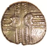 Addedomaros Crescent Cross. Catuvellauni. c.45-20 BC. Celtic gold stater. 17mm. 5.51g.