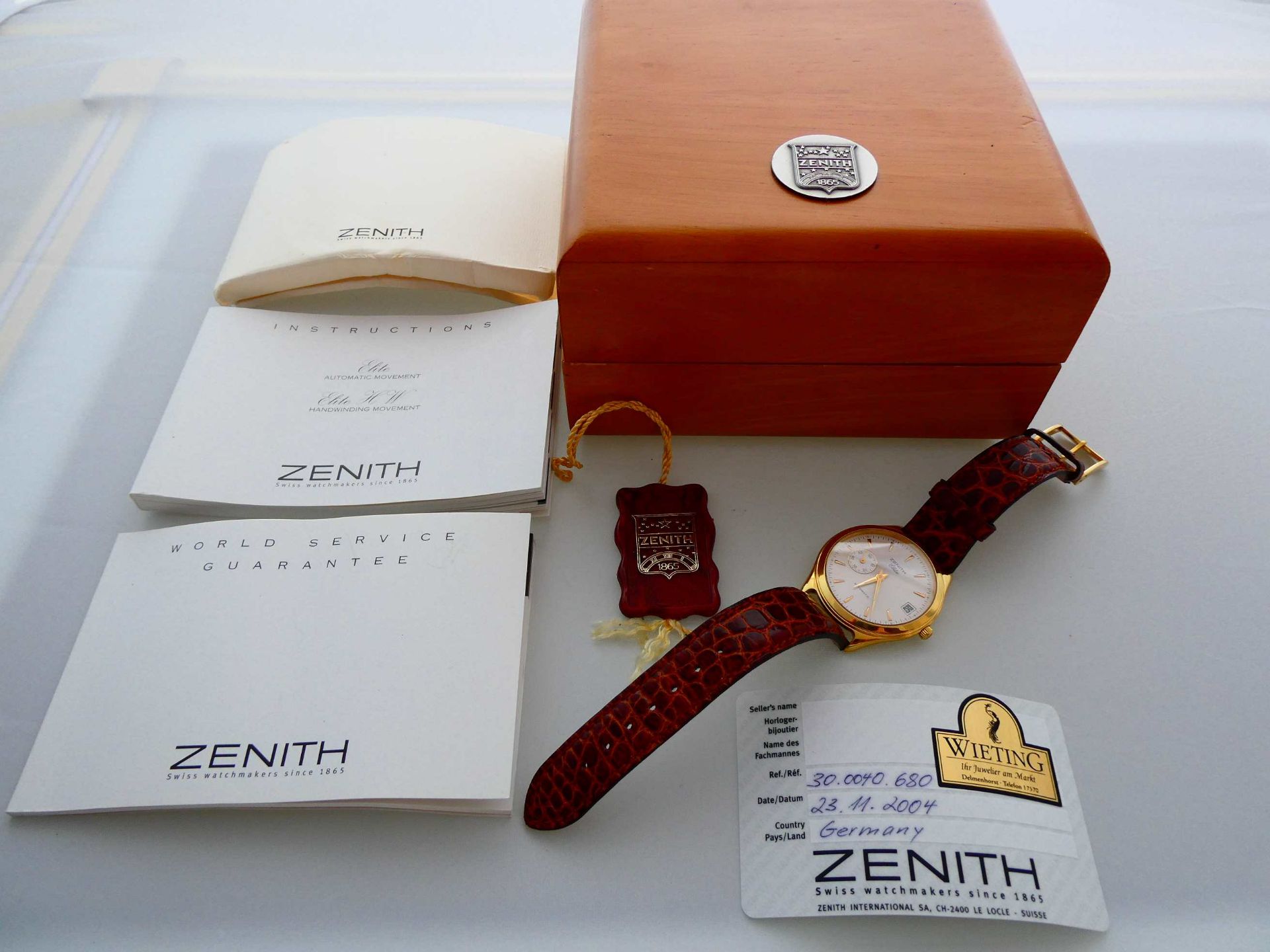 Zenith " Elite ", Armbanduhr in 18 Karat Gold - Bild 2 aus 4