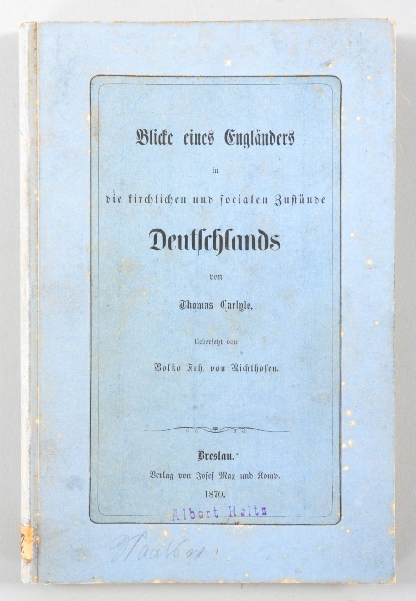 Buch "Blicke eines Engländers" a.d. Bibliothek der Marie Therese