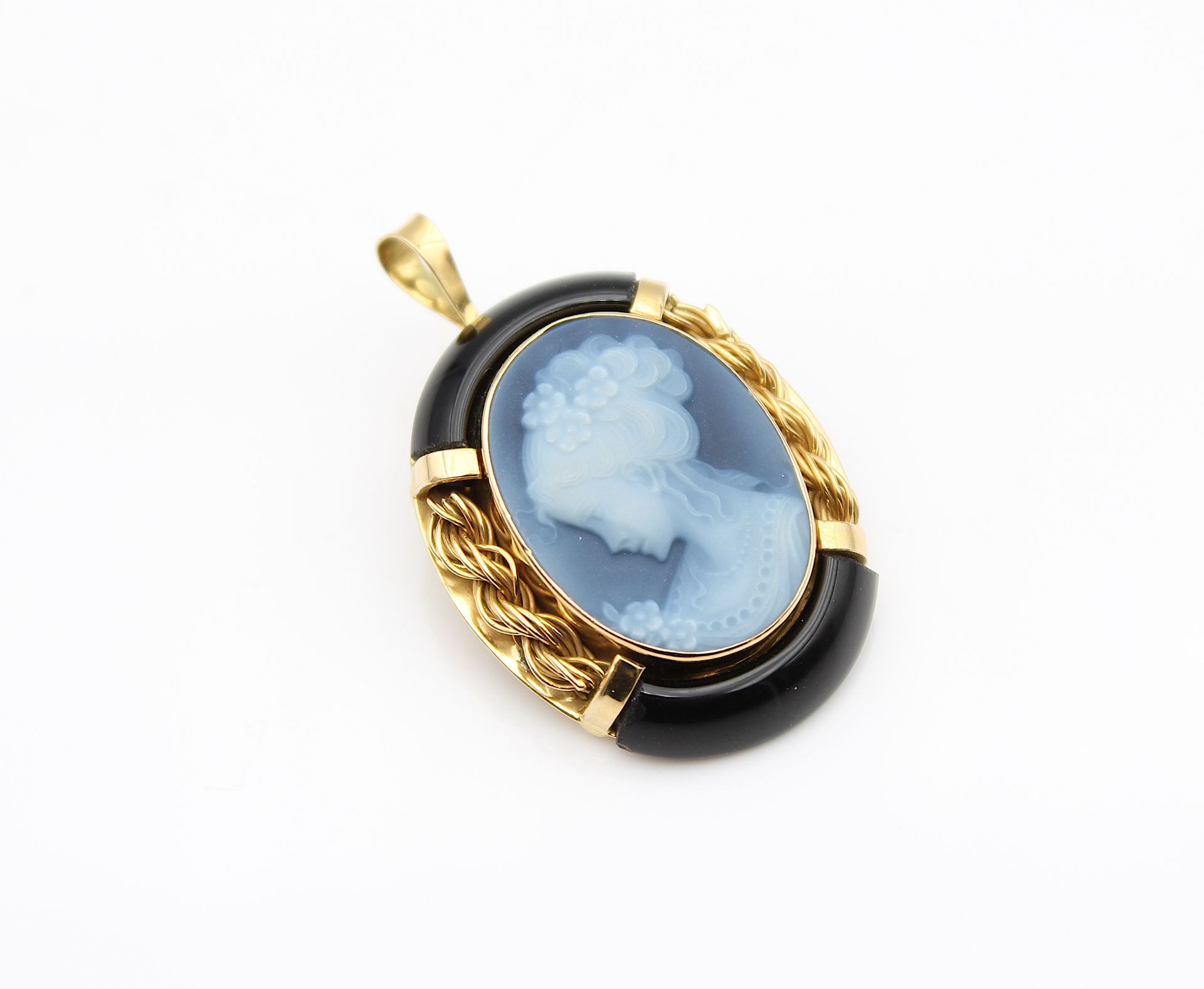 Unique brooch/pendant with agate cameo - Image 2 of 3