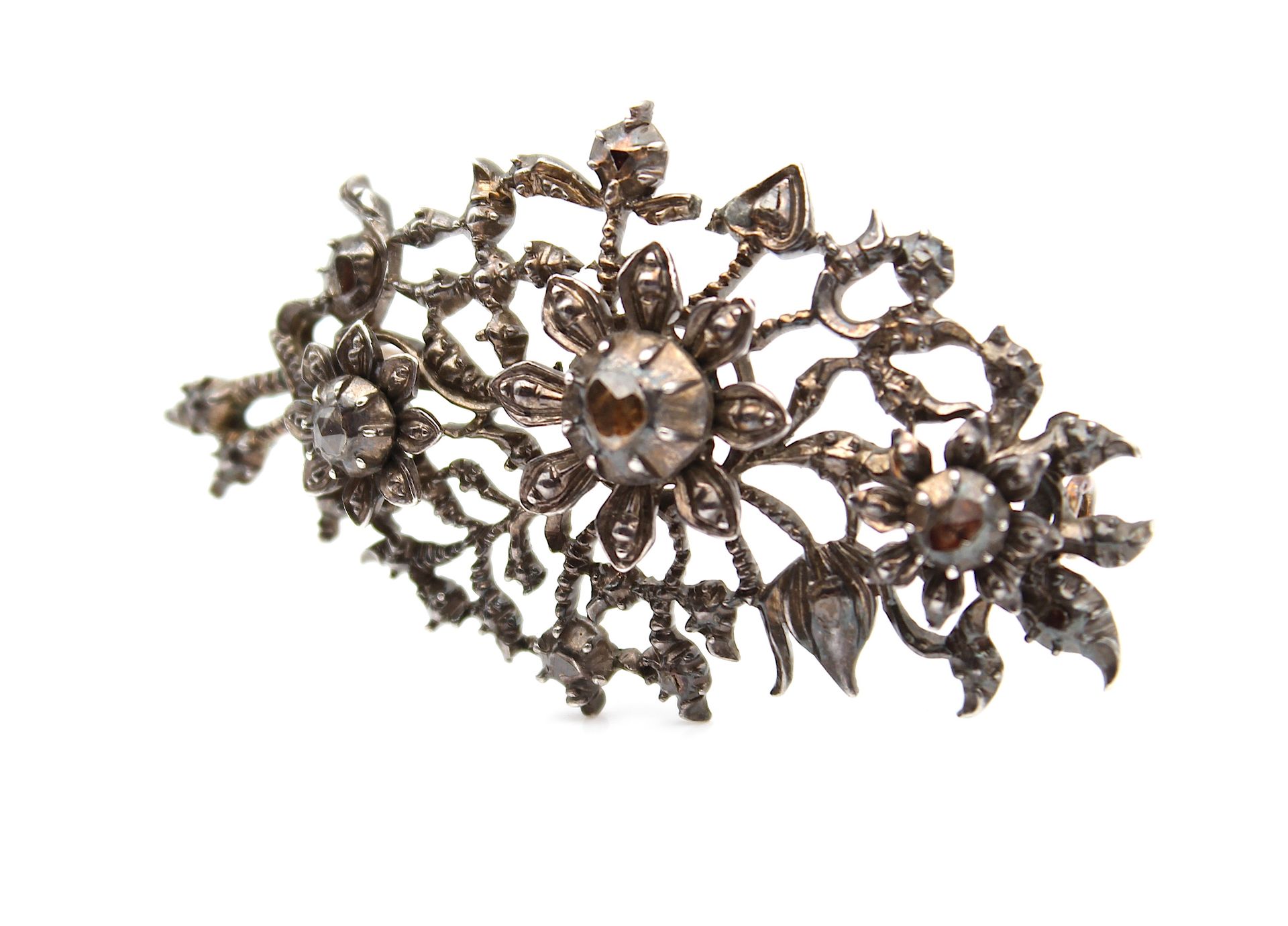 Brooch in silver with brown diamonds - Image 2 of 4