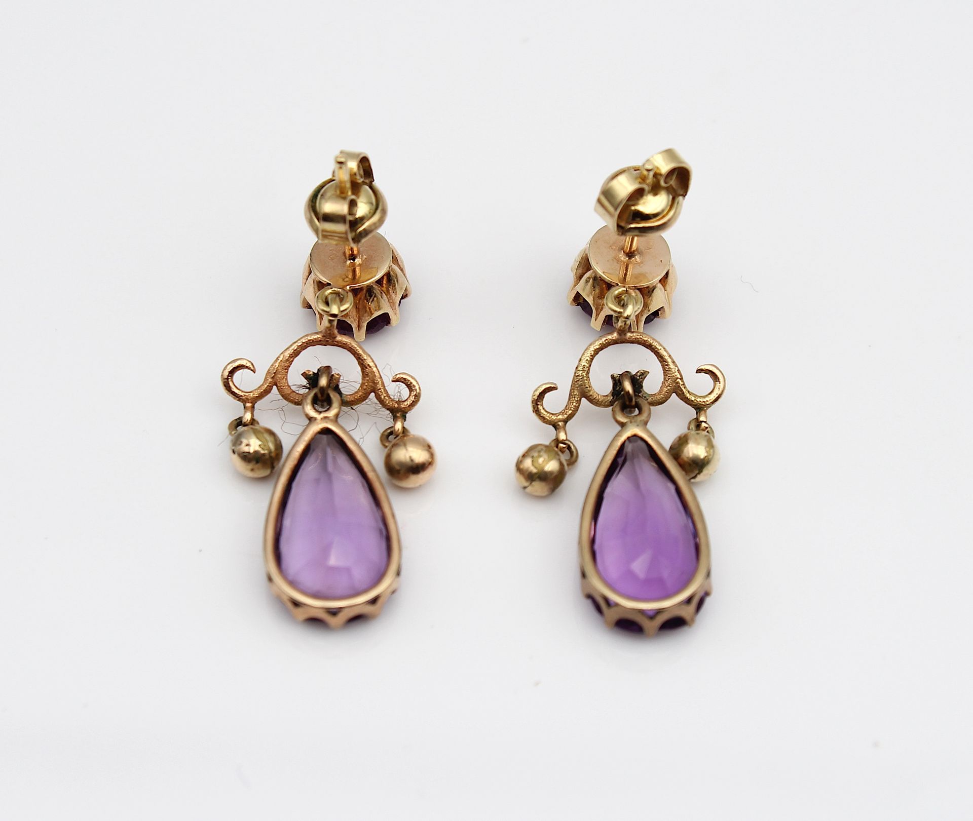 Charming earrings with amethysts and glass - Image 3 of 3