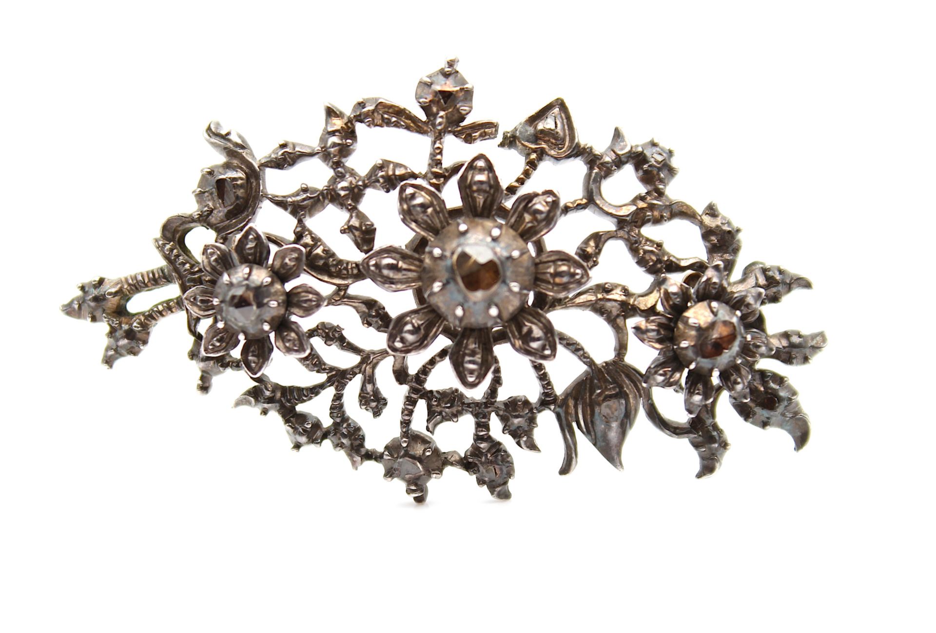 Brooch in silver with brown diamonds - Image 3 of 4