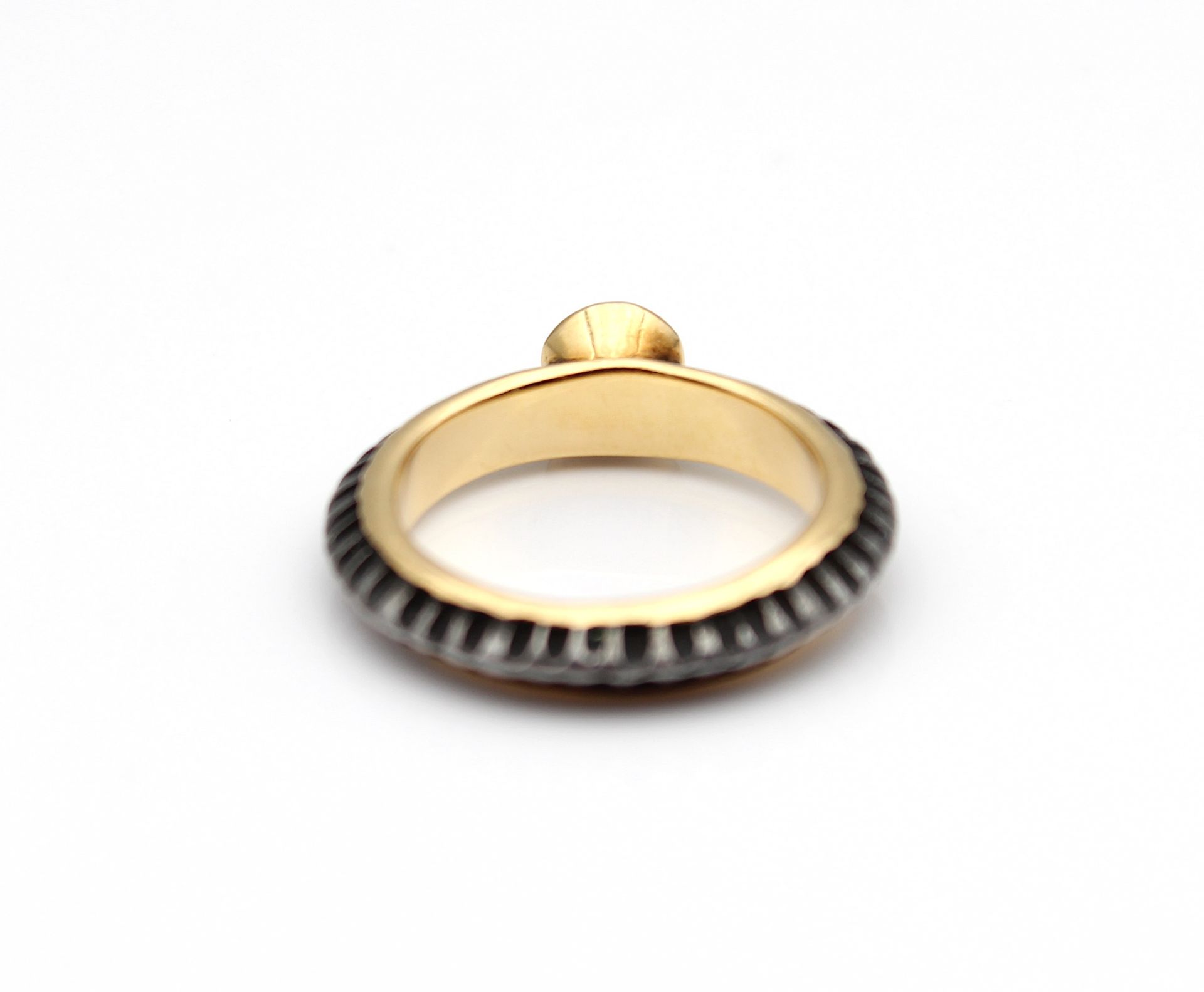 Stylish gold and iron ring with pink tourmaline - Image 4 of 4