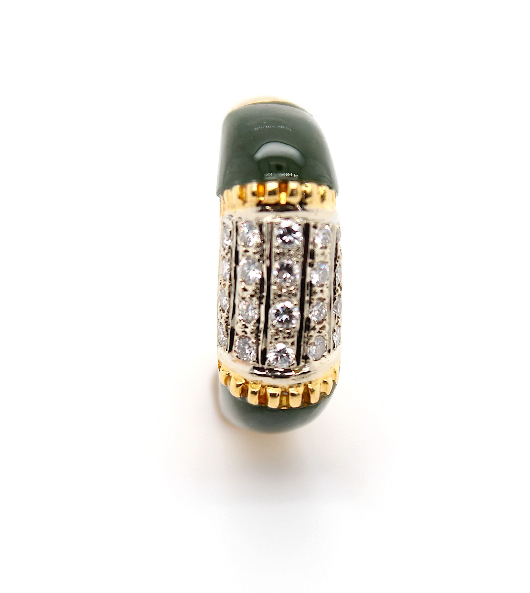 Ring with jade and brilliants, total ca. 0,30 ct - Image 2 of 4