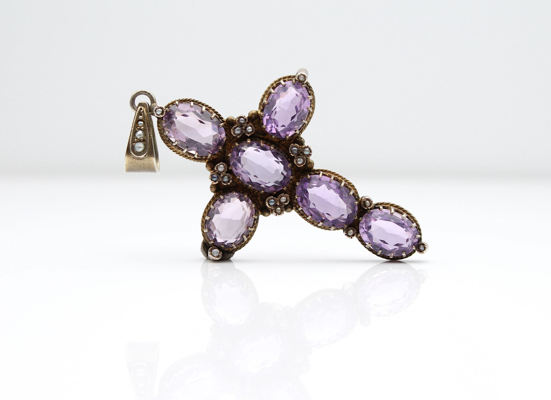 Fantastic cross pendant with amethysts around 1900 - Image 4 of 4