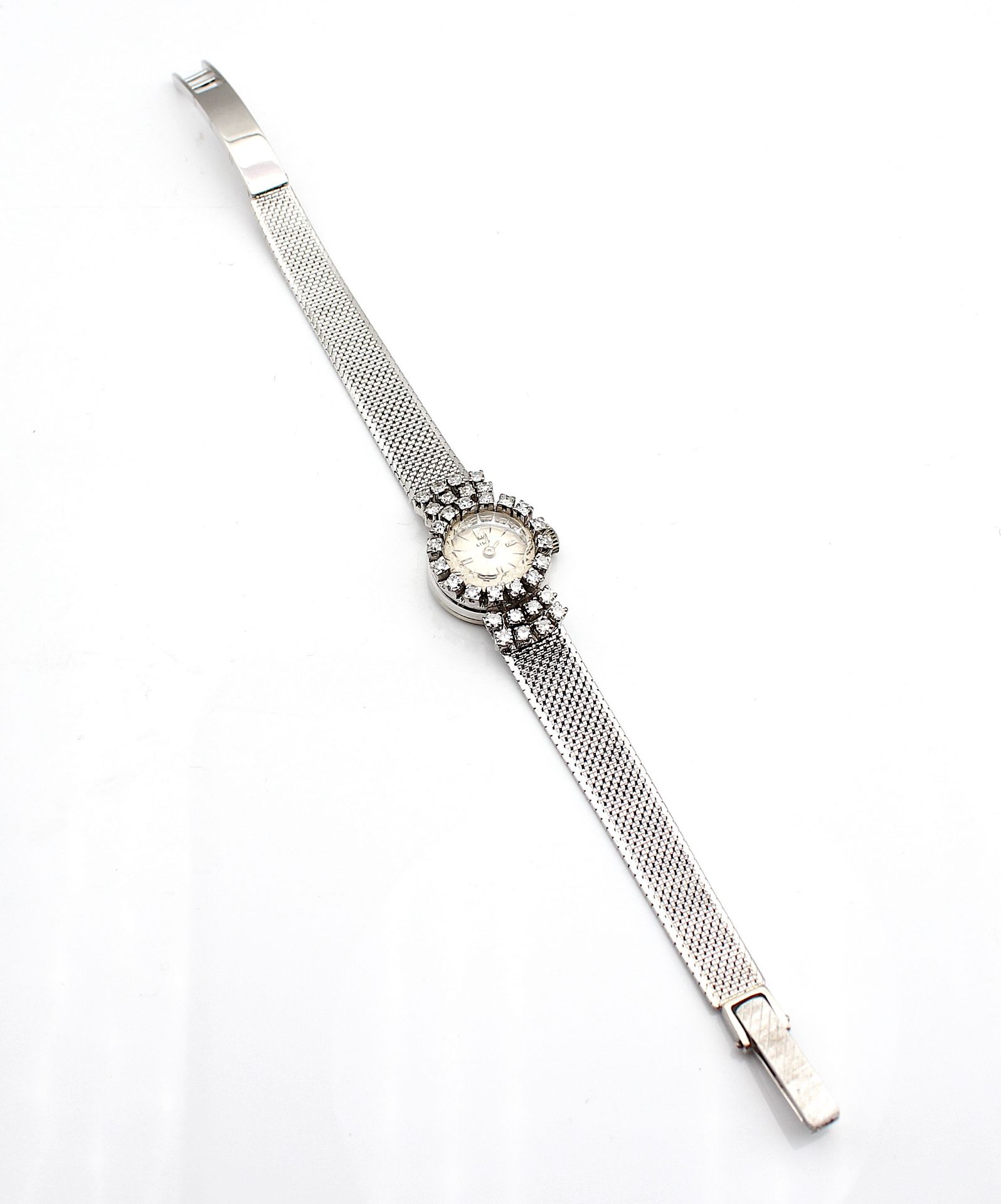 Vintage ladies wrist watch with diamonds, total ca. 0,70 ct - Image 3 of 5