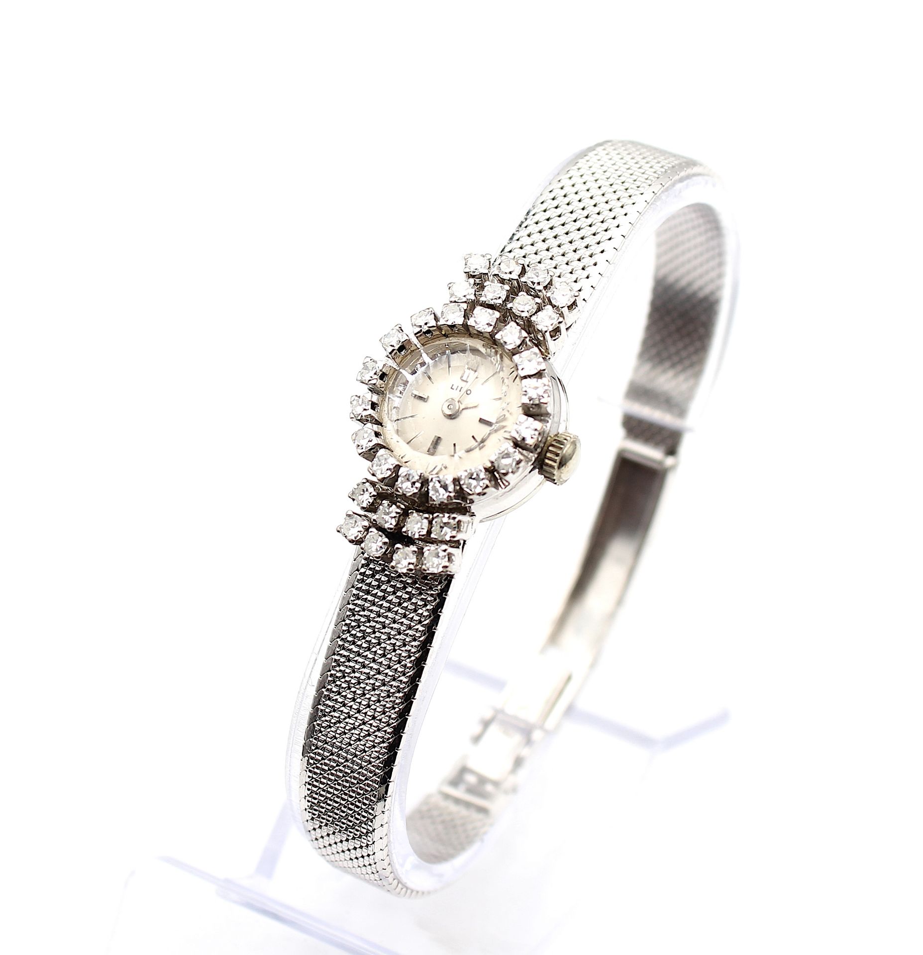 Vintage ladies wrist watch with diamonds, total ca. 0,70 ct - Image 2 of 5