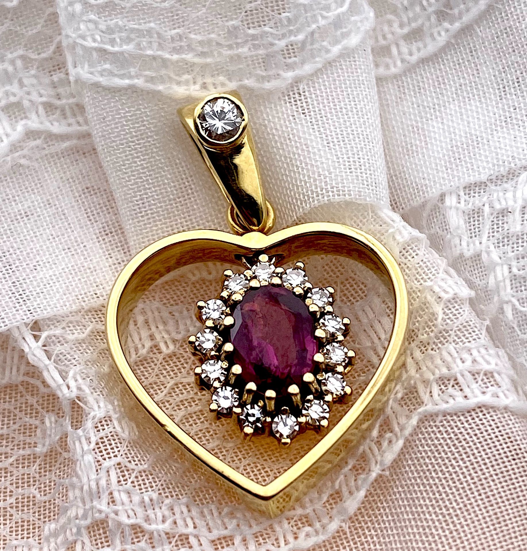 Pendant with ruby, diamonds and brilliants - Image 3 of 3