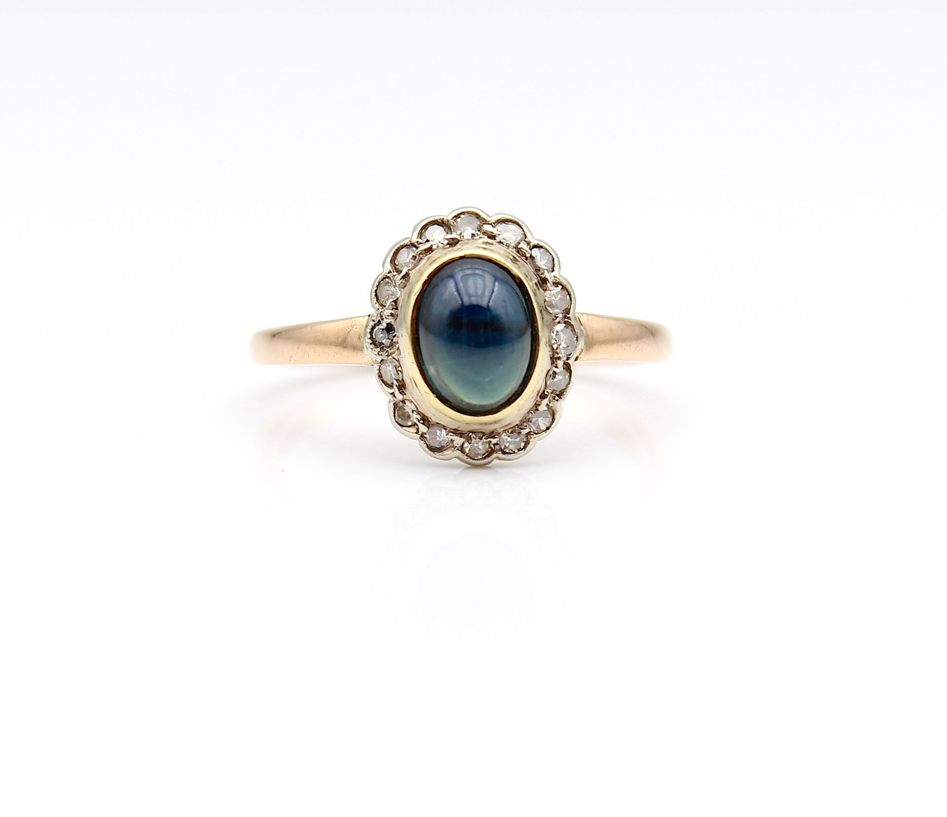  Vintage Ring mit Saphir und Diamanten