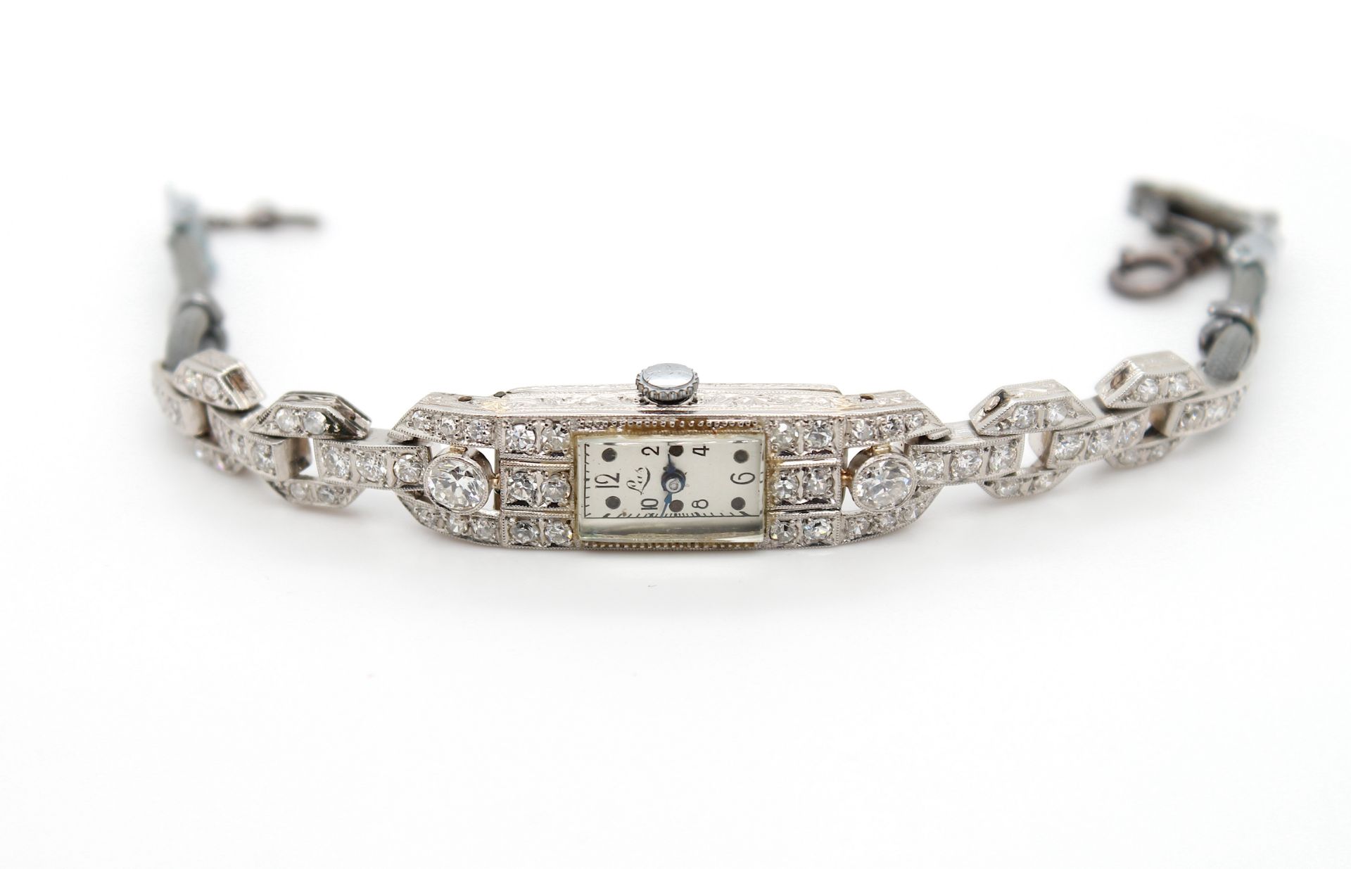 Art Deco ladies wrist watch with ca 1,9 ct diamonds