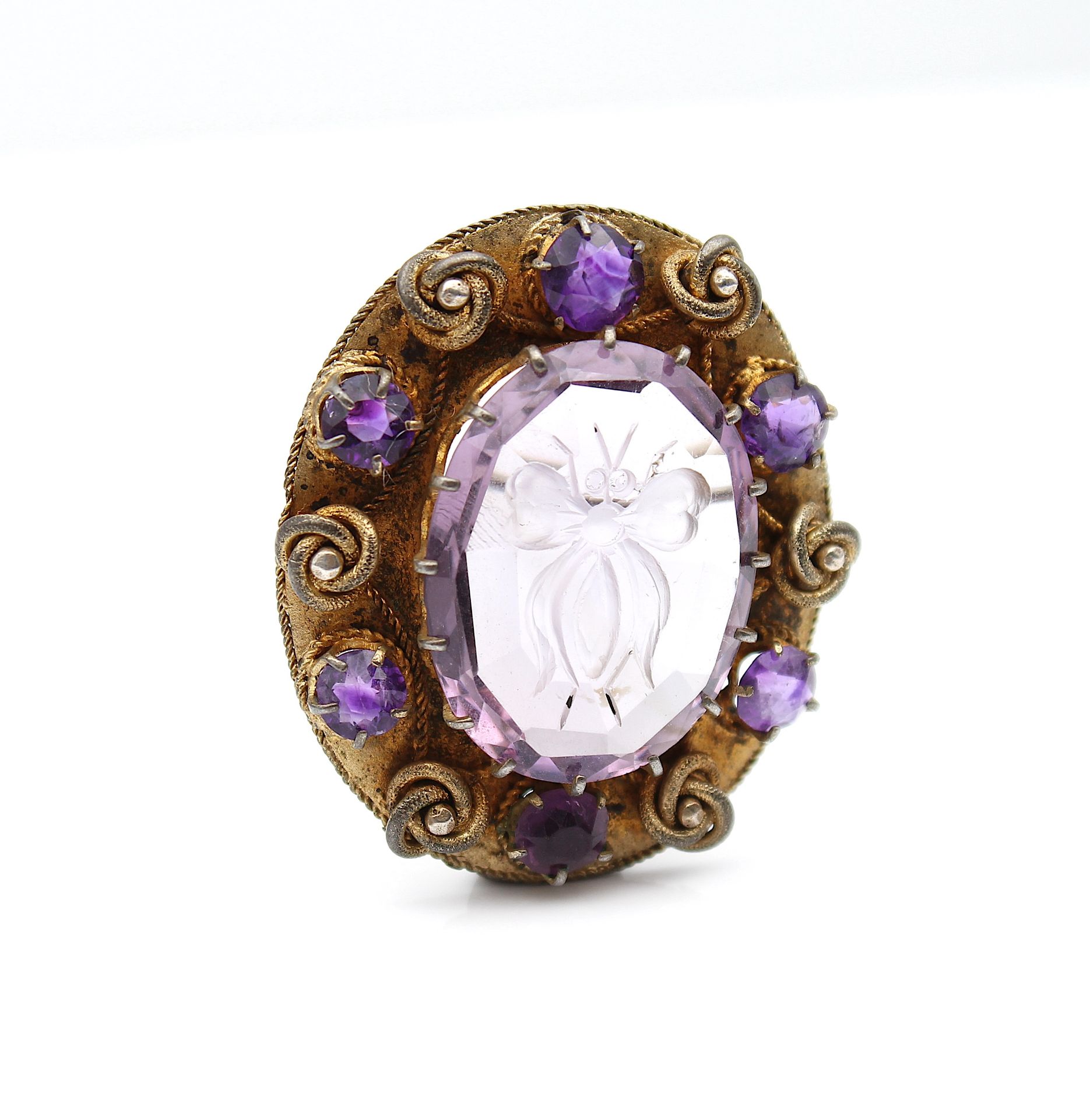 Floral brooch with amethysts around 1900 - Image 3 of 4