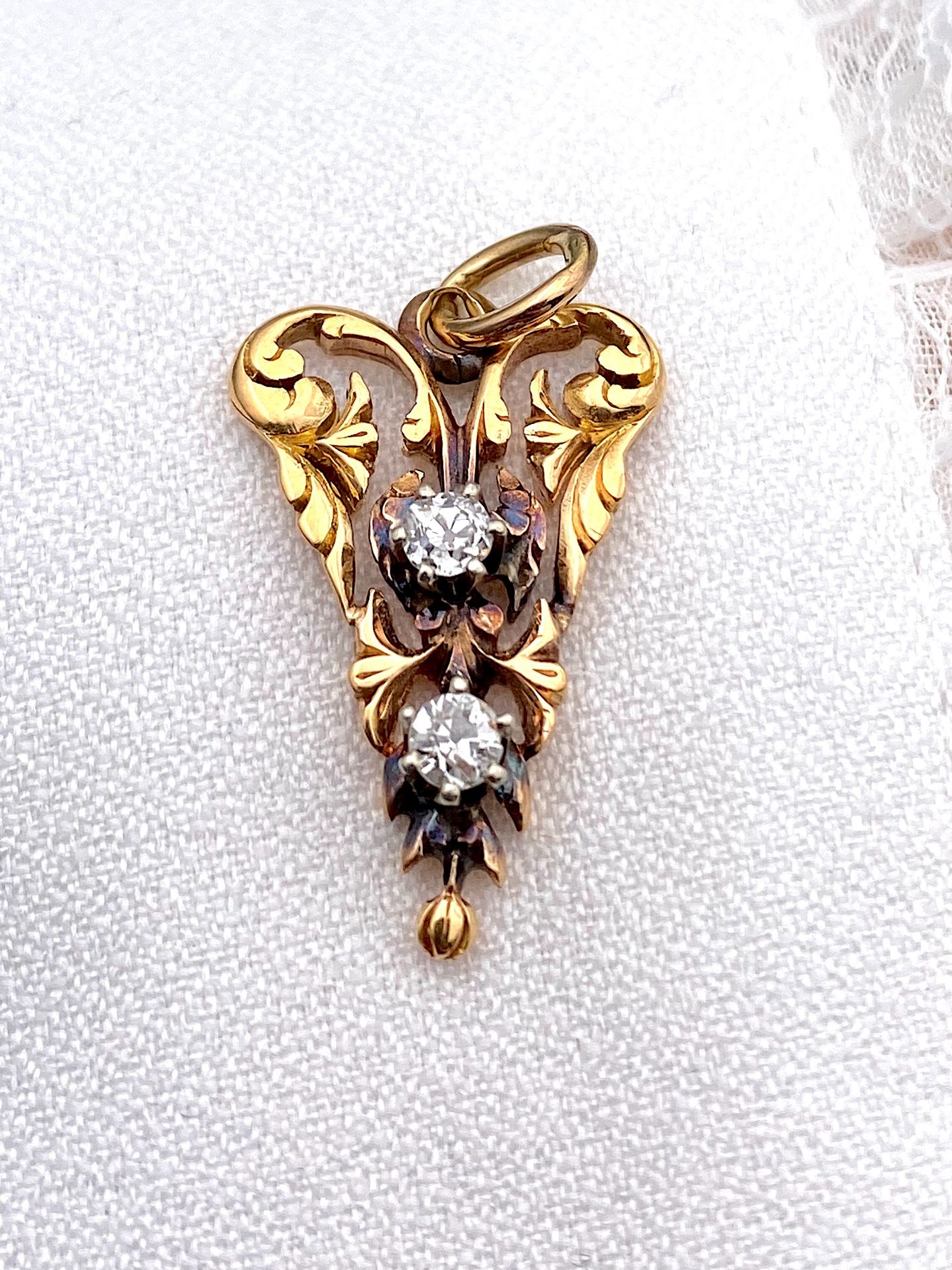 Pendant with 2 diamonds, total ca. 0,25 ct - Image 3 of 4