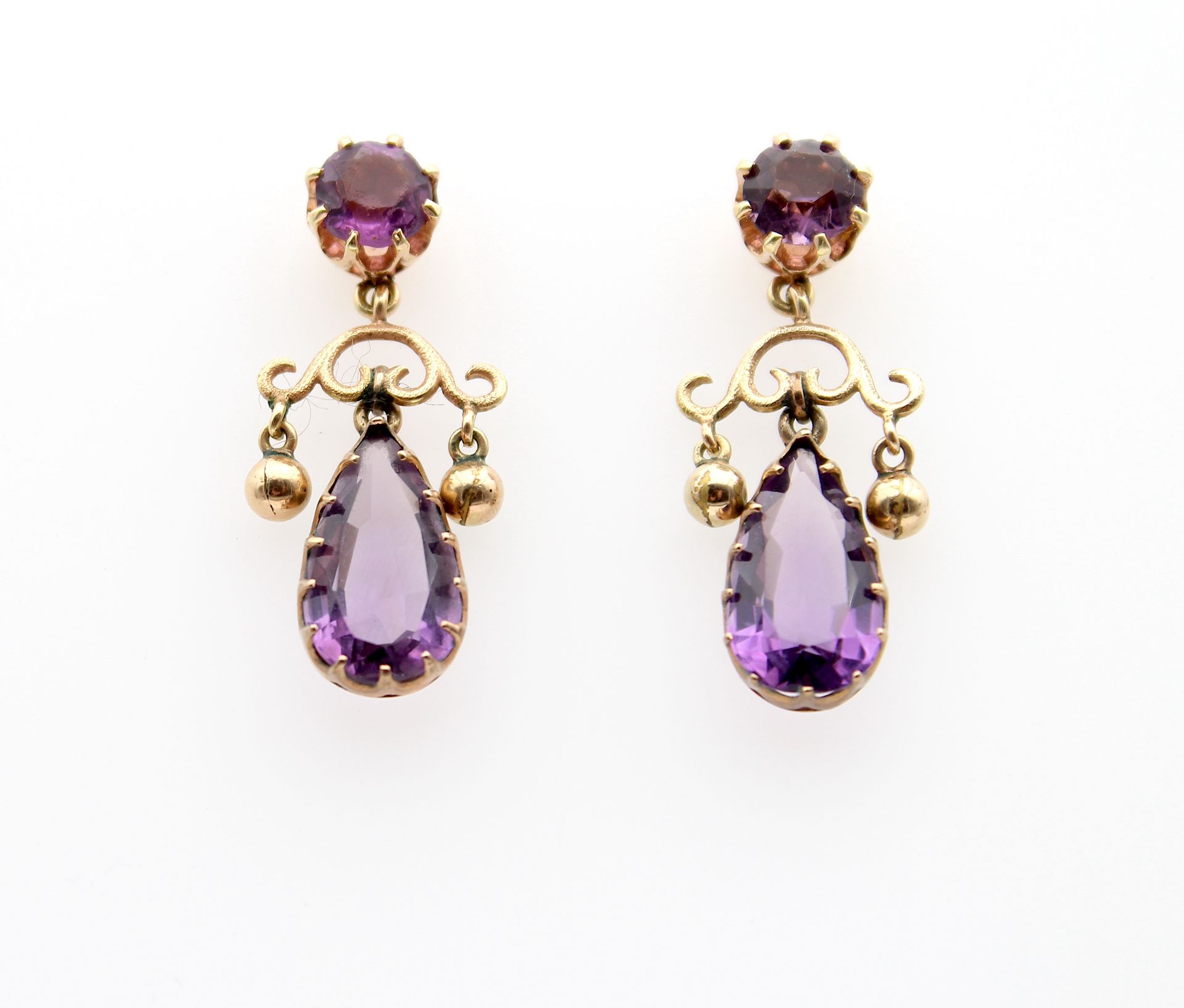 Charming earrings with amethysts and glass - Image 2 of 3