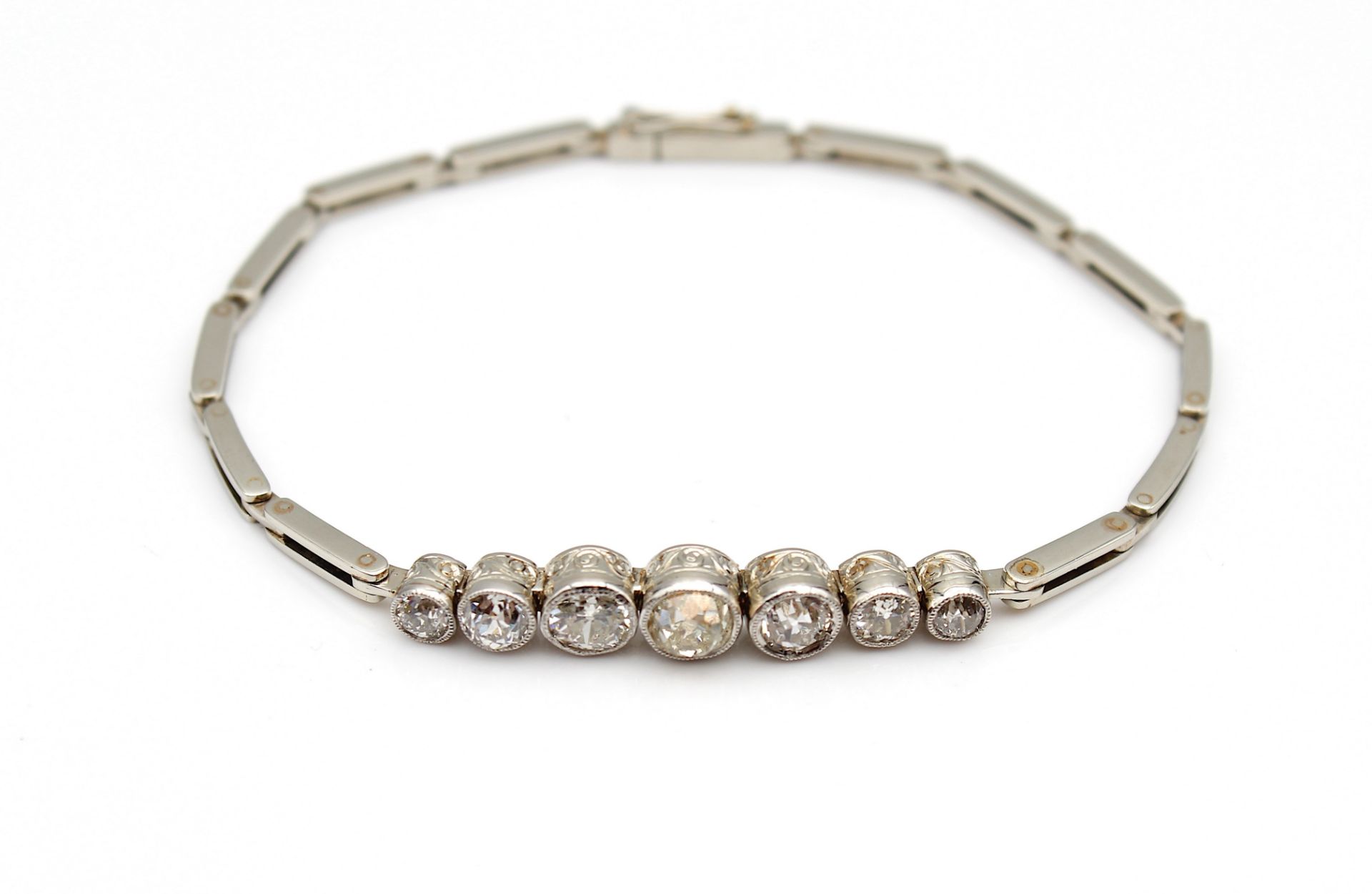 Art Deco bracelet with diamonds, total ca. 1,8 ct - Image 4 of 5