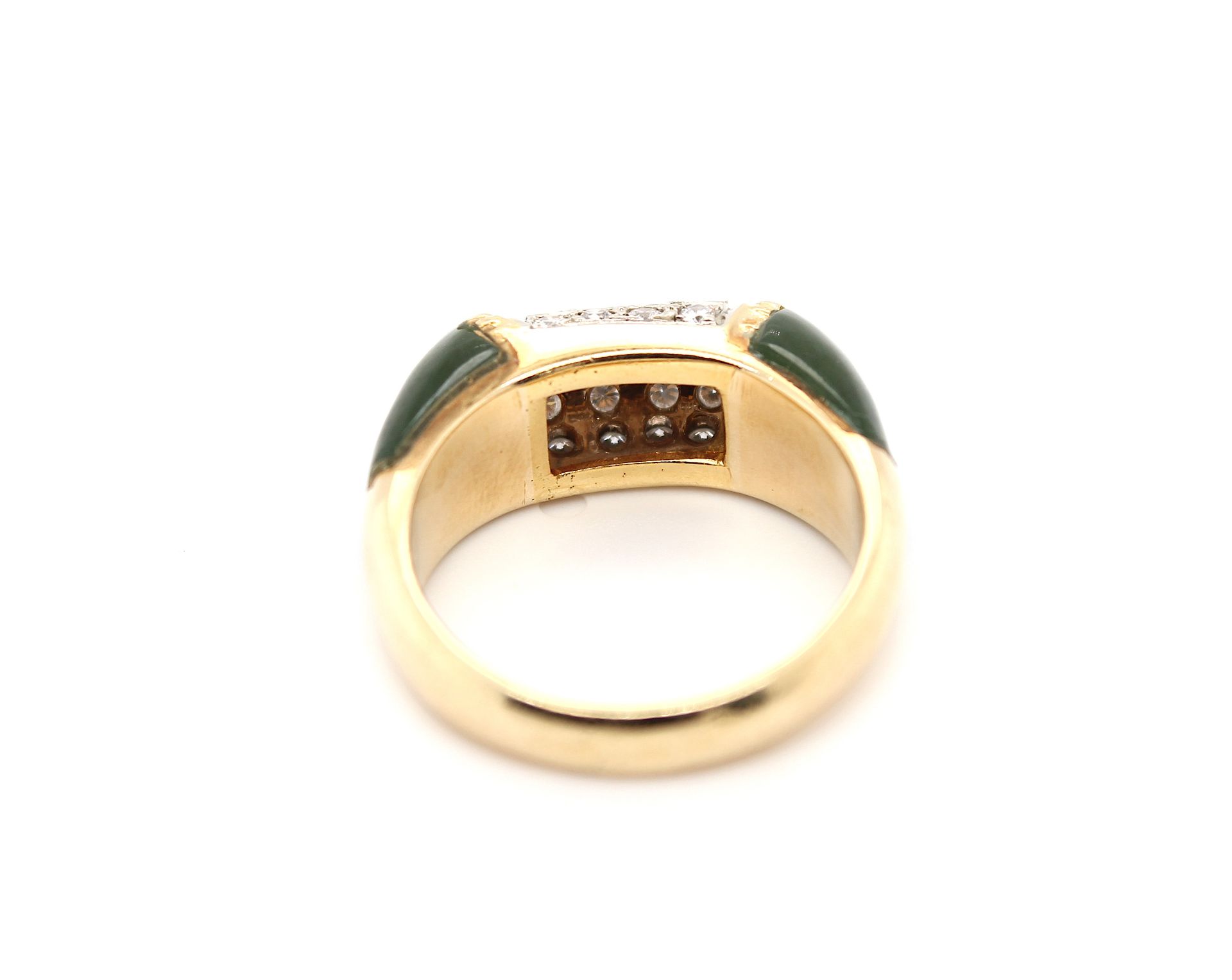 Ring with jade and brilliants, total ca. 0,30 ct - Image 3 of 4