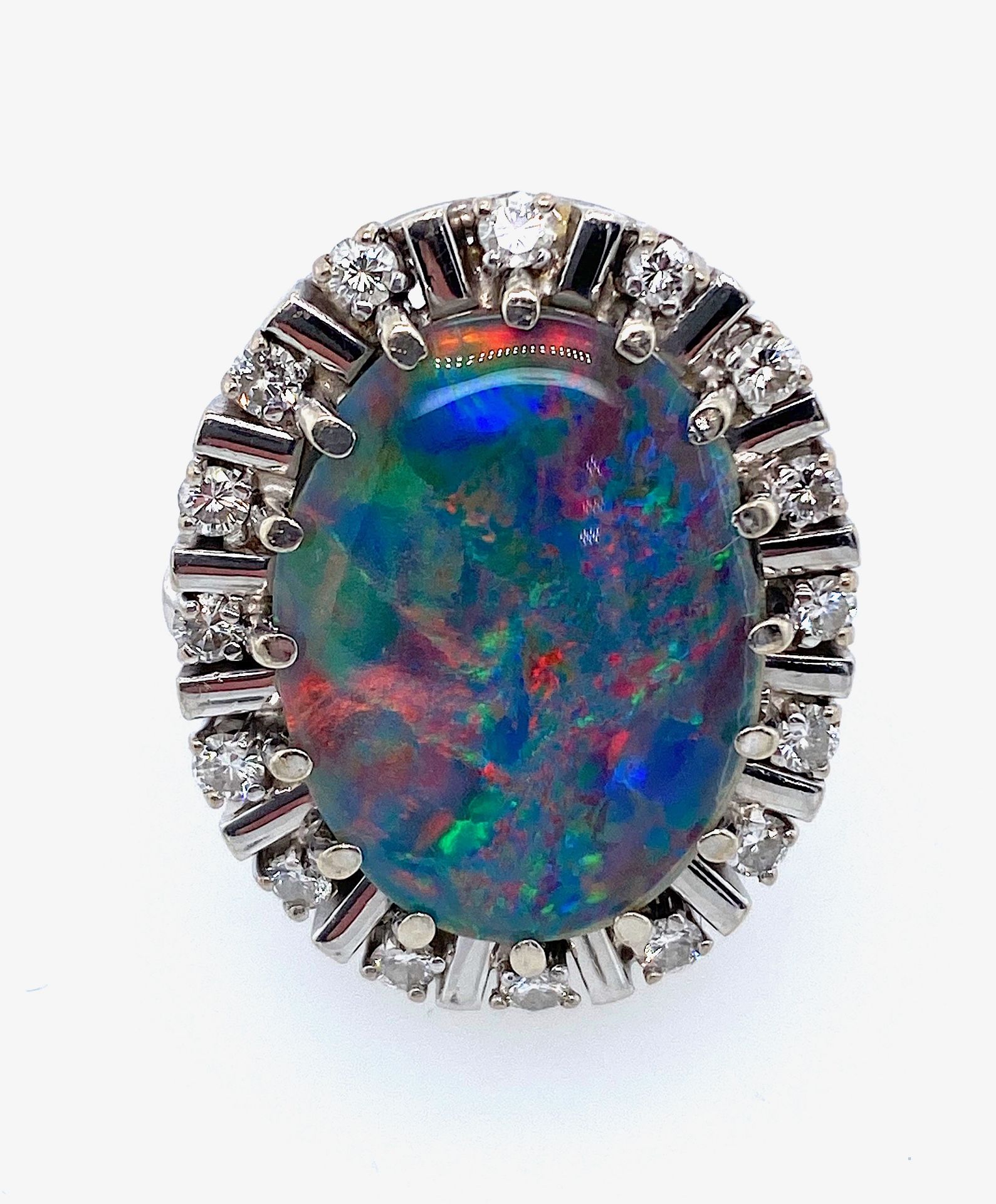 Vintage ring with total ca. 0,30 ct brilliants and opal triplet - Image 2 of 4