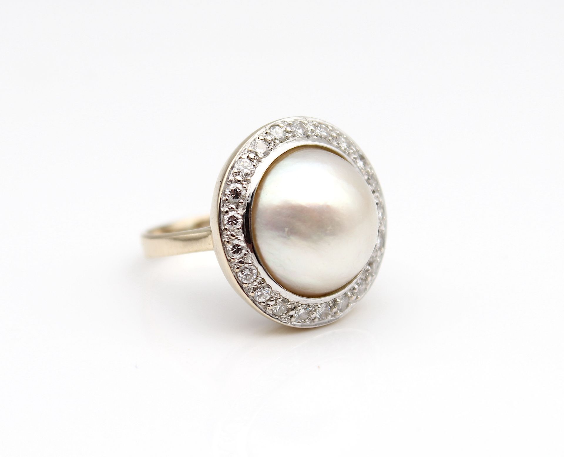 Precious vintage ring with mabe pearl and brilliants - Image 3 of 4