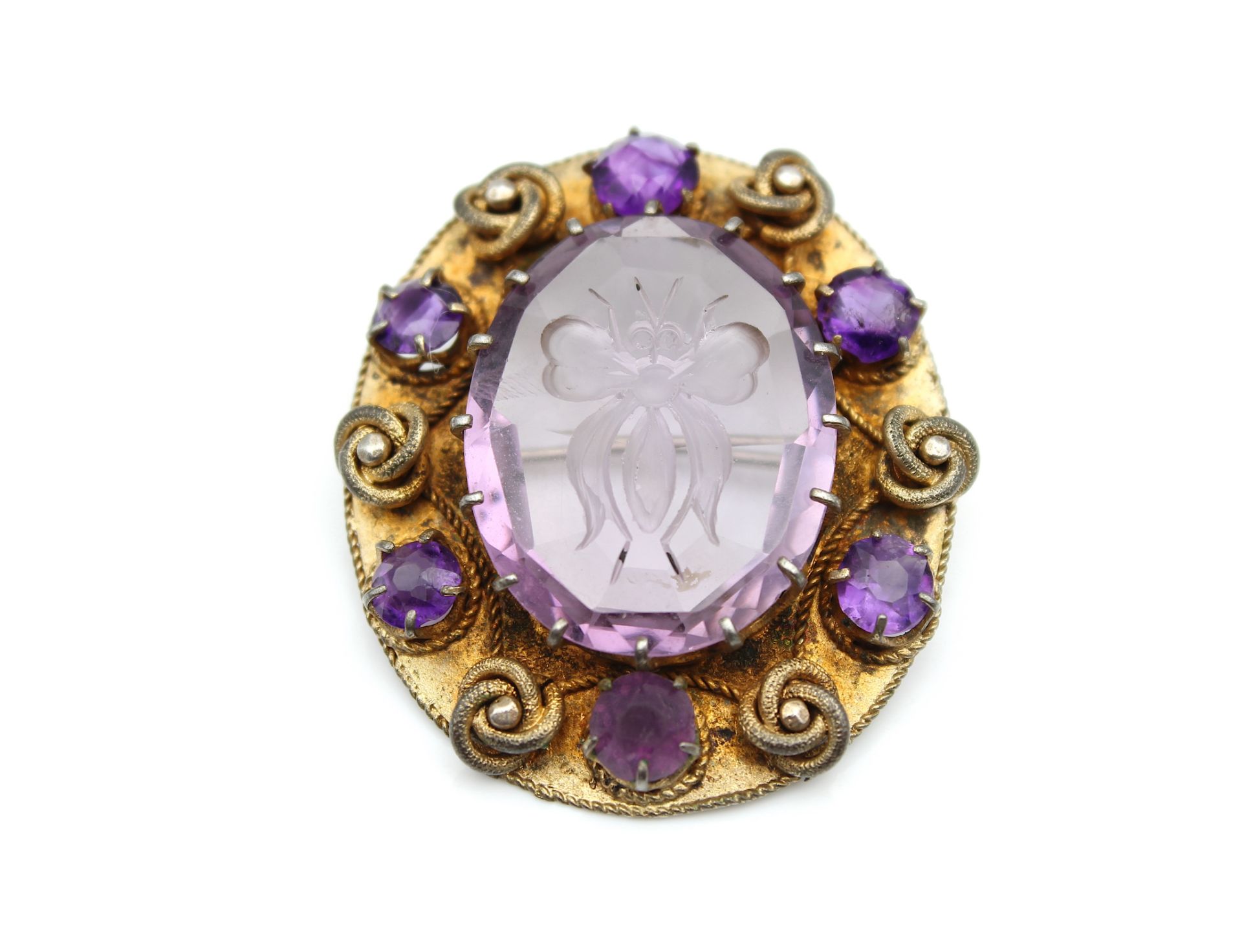 Blumige Brosche mit Amethysten um 1900