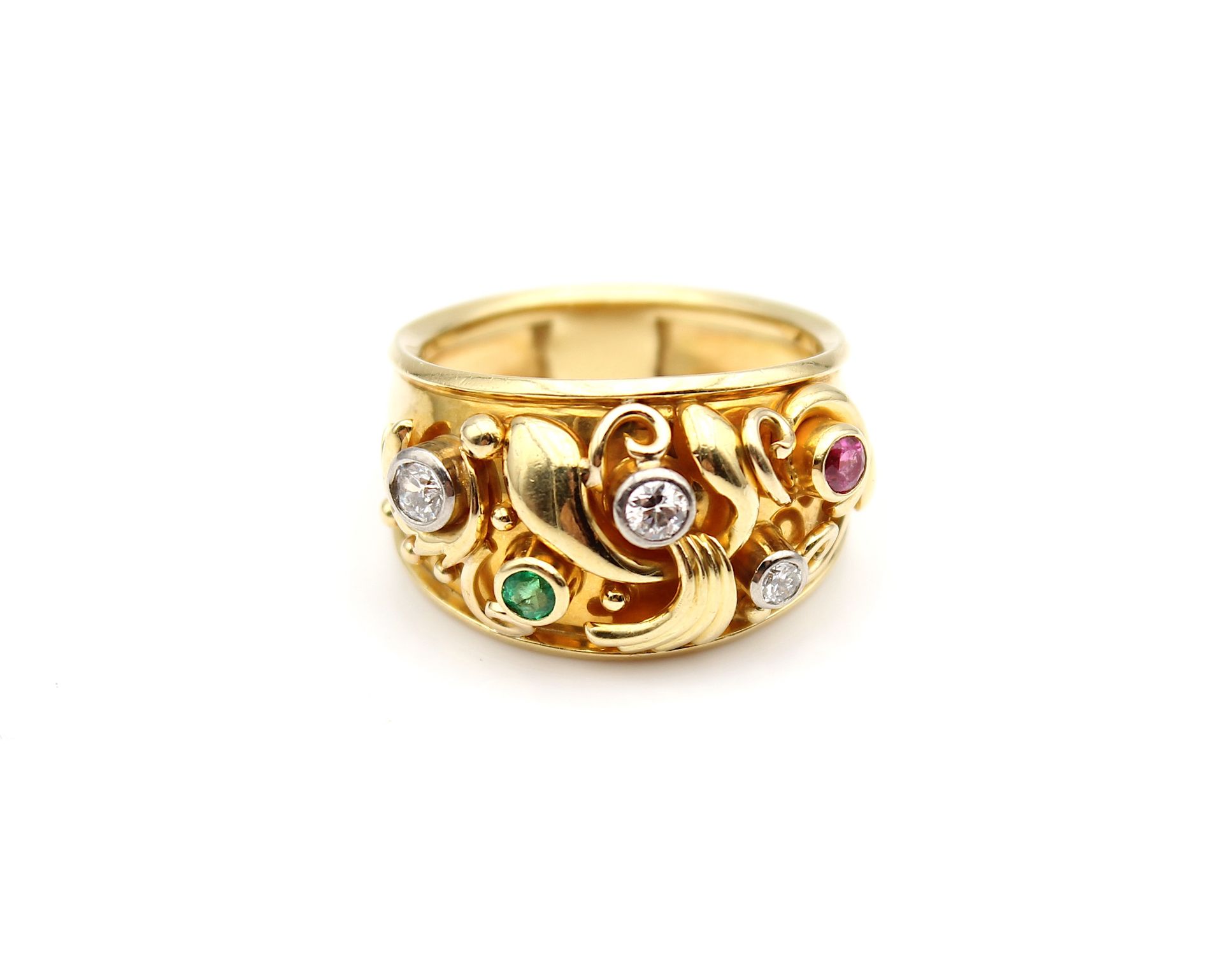 Schicker Ring mit Brillanten und Edelsteinen - Bild 2 aus 5