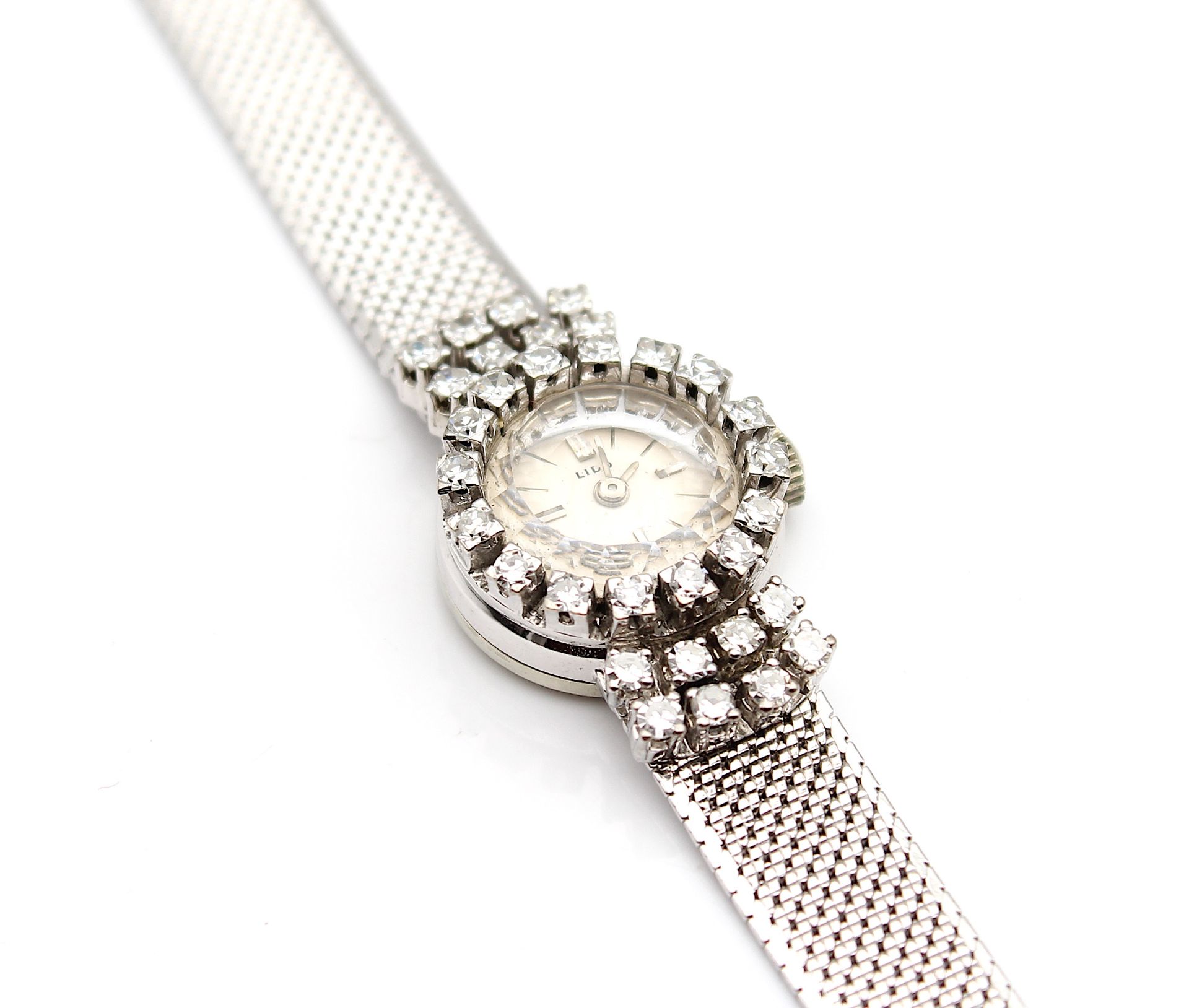 Vintage ladies wrist watch with diamonds, total ca. 0,70 ct - Image 4 of 5