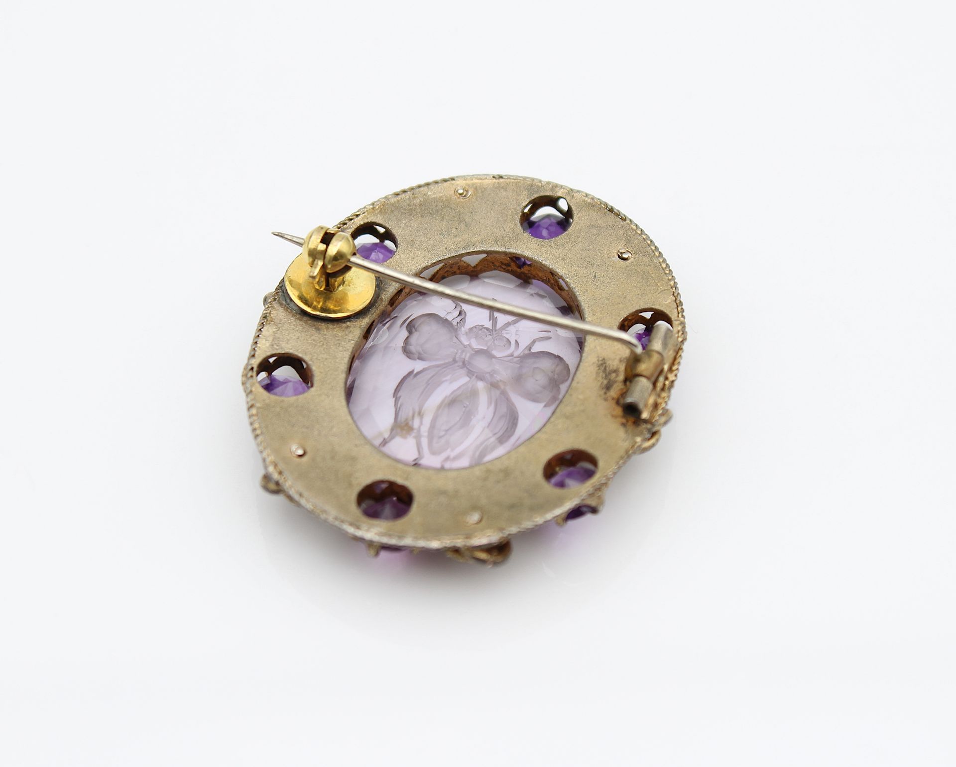 Floral brooch with amethysts around 1900 - Image 4 of 4