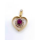 Pendant with ruby, diamonds and brilliants