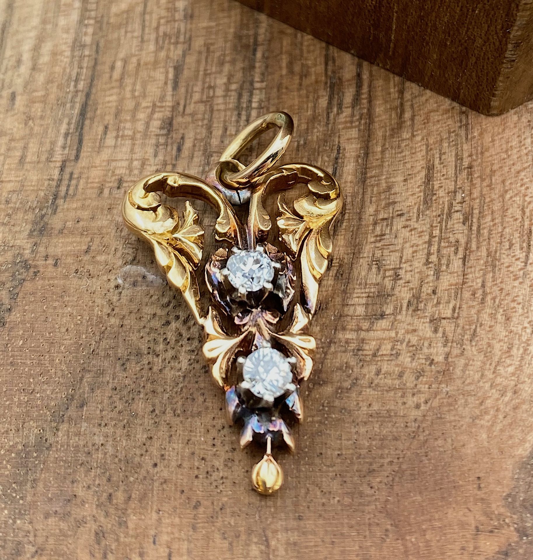 Pendant with 2 diamonds, total ca. 0,25 ct - Image 2 of 4