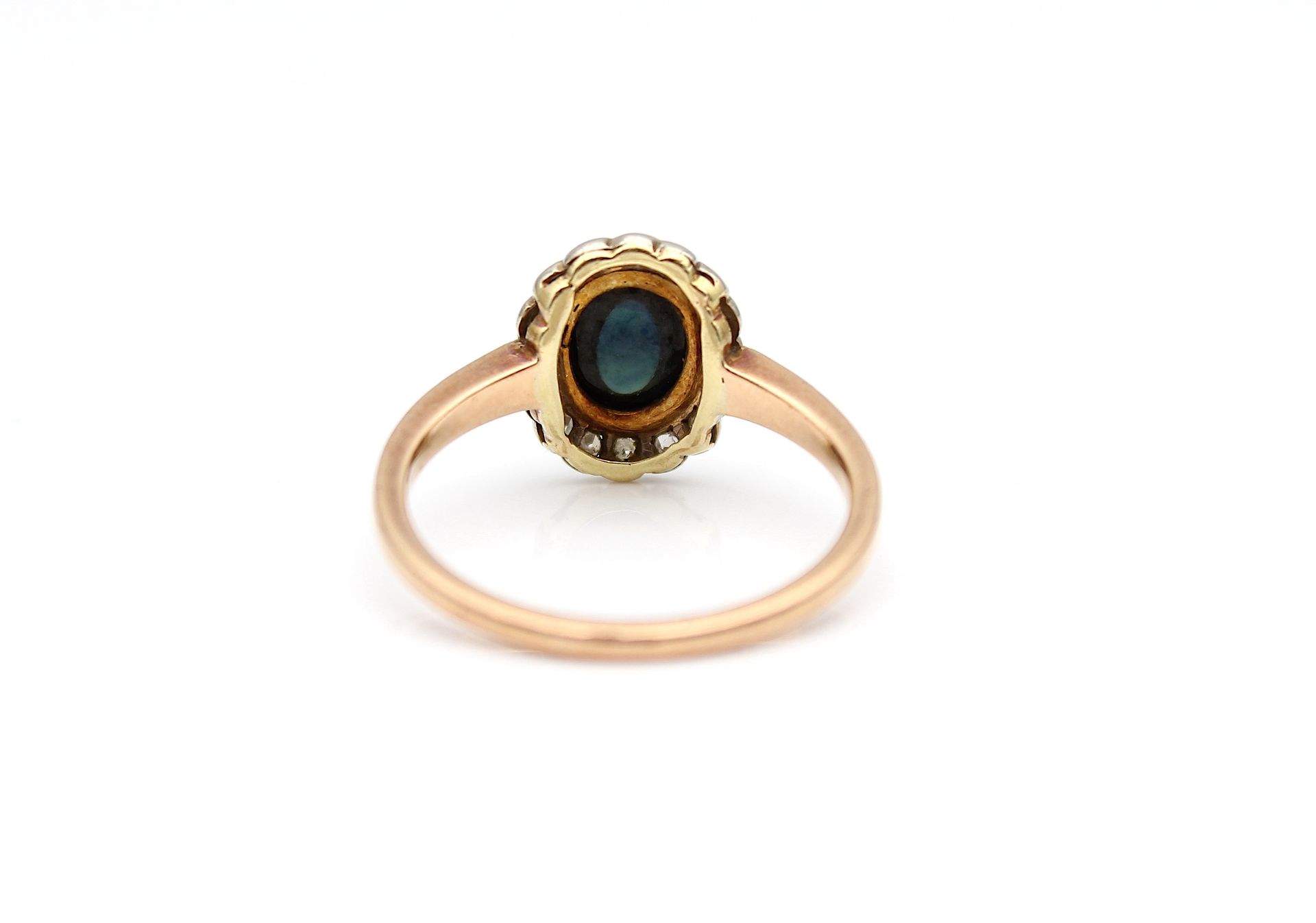  Vintage Ring mit Saphir und Diamanten - Bild 5 aus 5