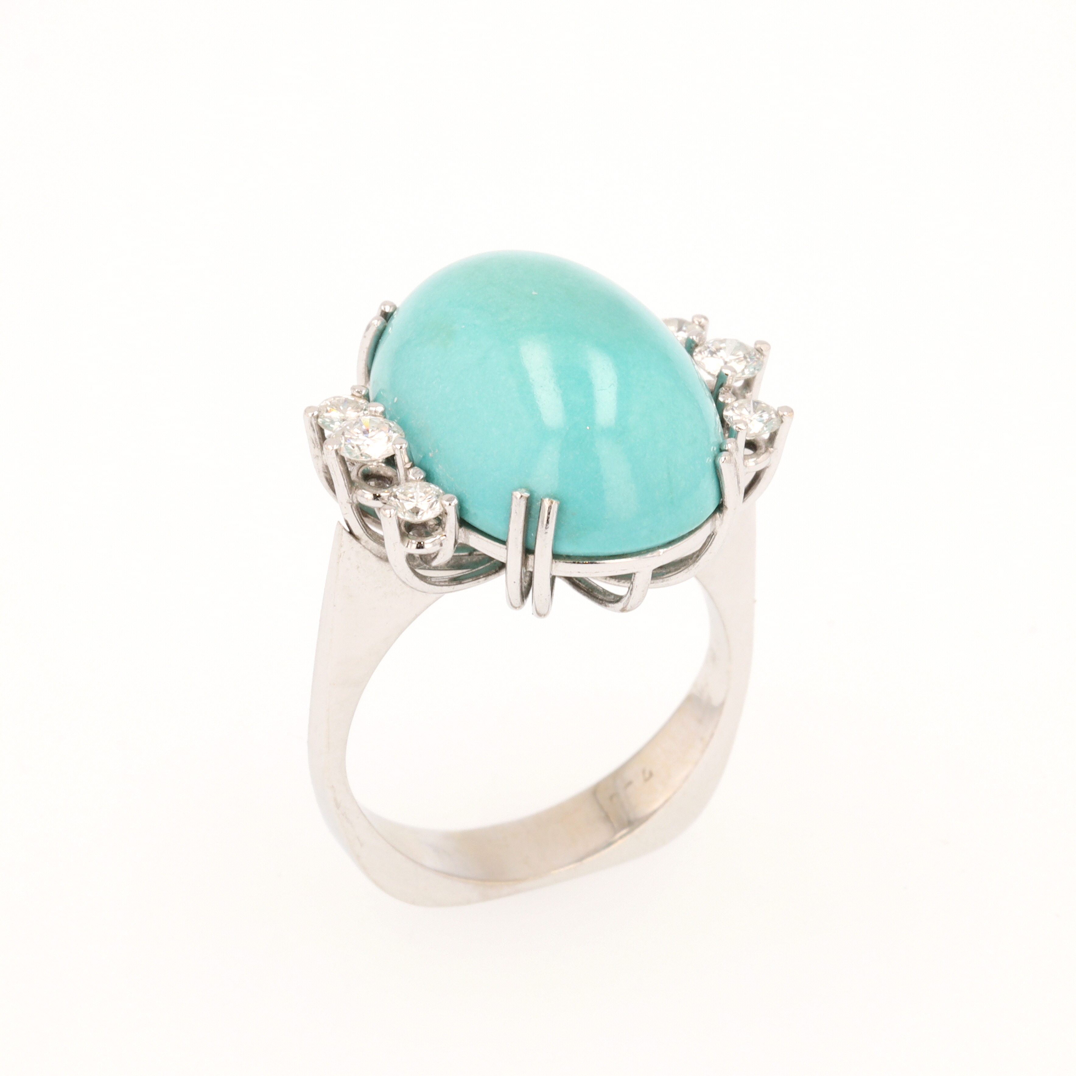 Elegant ring brilliants and turquoise colored stone - Image 2 of 5