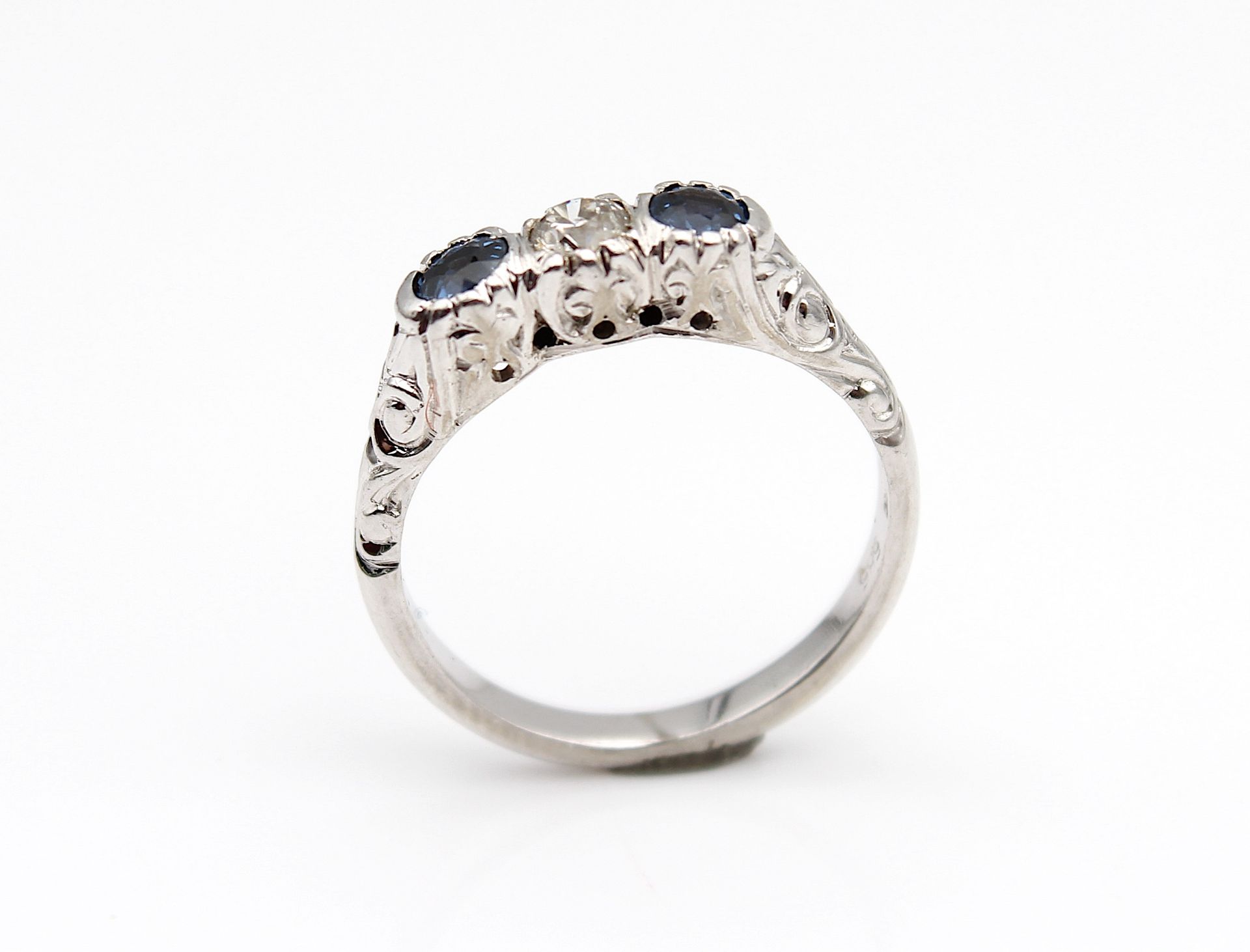 Art Deco Ring mit Saphiren und Diamant - Bild 2 aus 4