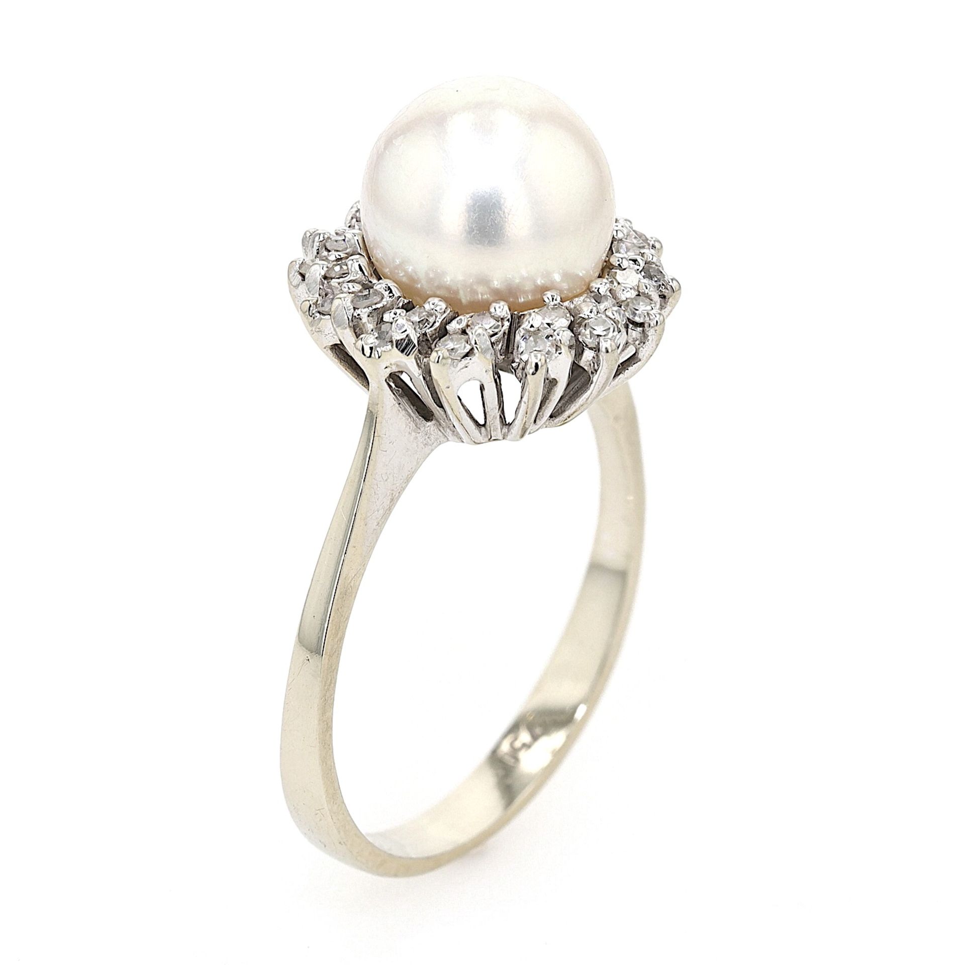 Vintage Ring mit Zuchtperle und Diamanten - Image 4 of 6
