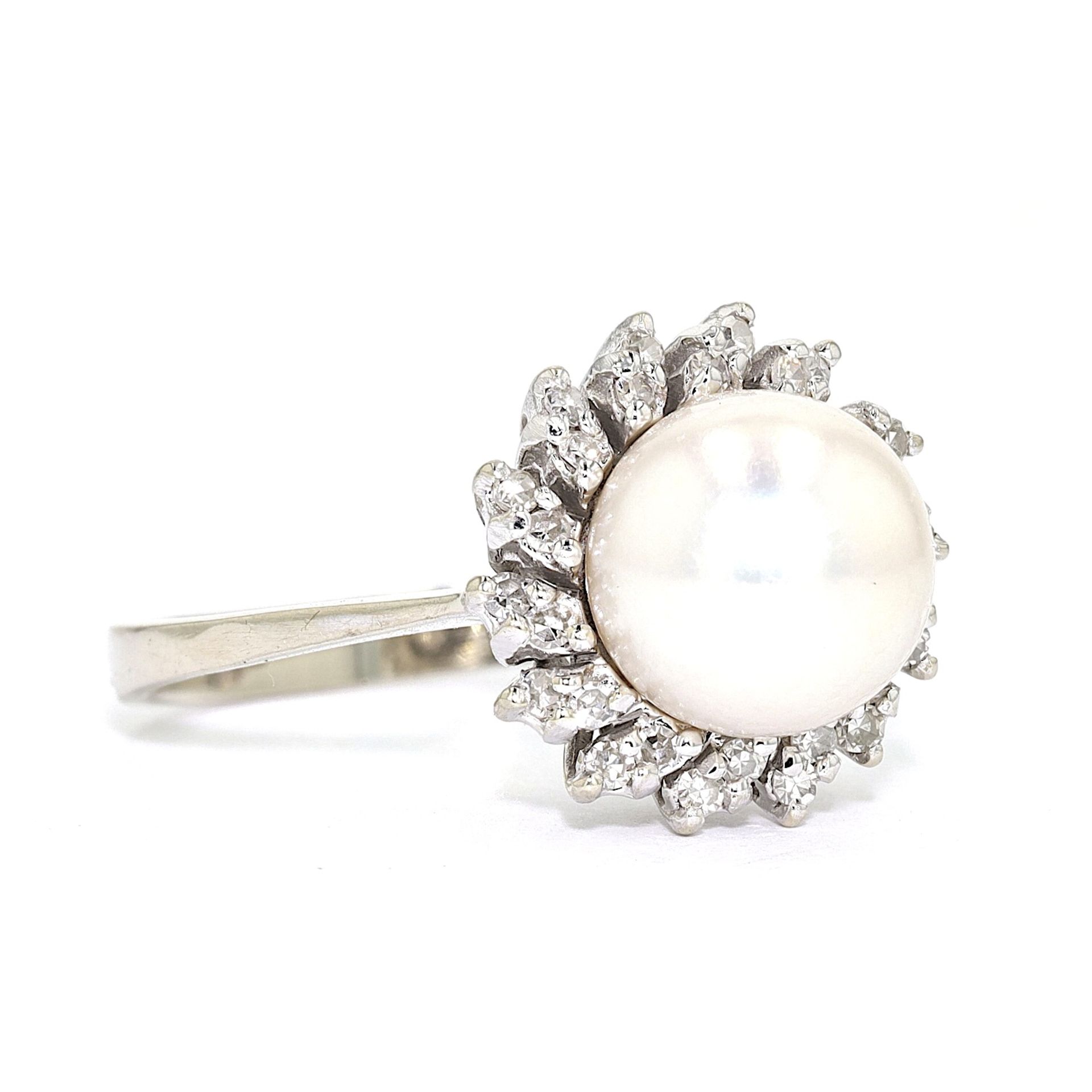 Vintage Ring mit Zuchtperle und Diamanten - Image 6 of 6