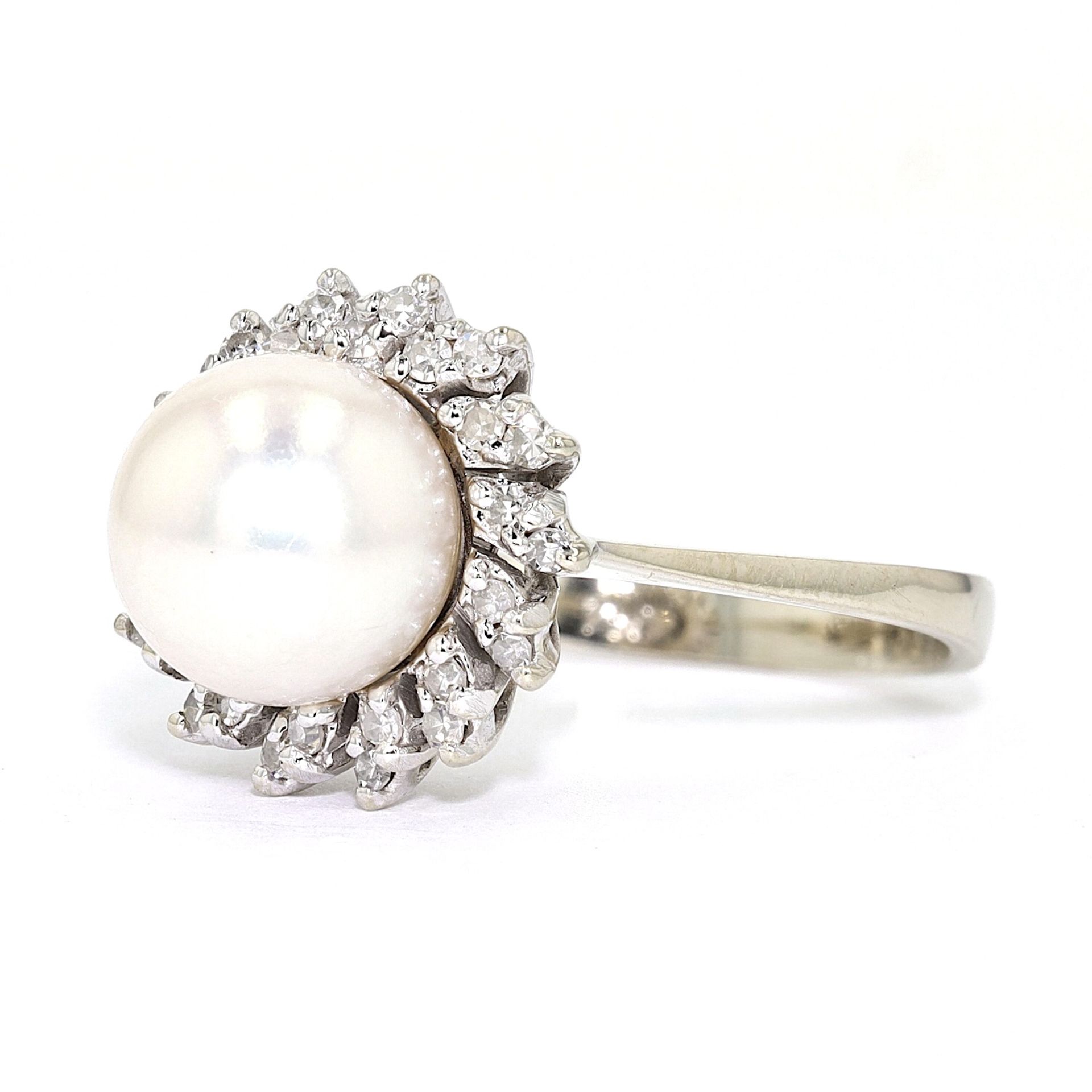 Vintage Ring mit Zuchtperle und Diamanten - Image 5 of 6