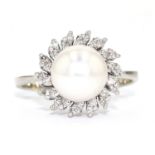 Vintage Ring mit Zuchtperle und Diamanten