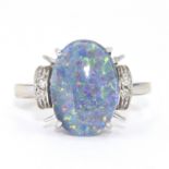 Ring with opal triplet and diamonds