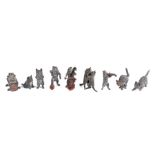 A collection of novelty Vienna cold painted bronze cat figures to include two musicians and a