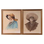 Ruiz (South American school) - a pair of portraits of gentlemen, both signed, watercolours, framed &